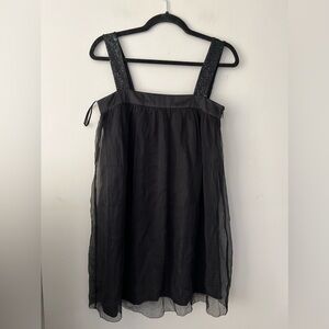 IZZUE Silk Sequins Strap Tulle Mini Dress